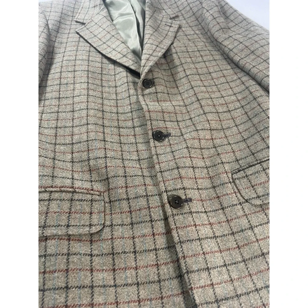 J‎ Crew Plaid Blazer Mens 40L Wool Sport Coat Green Oarsman Preppy Academia